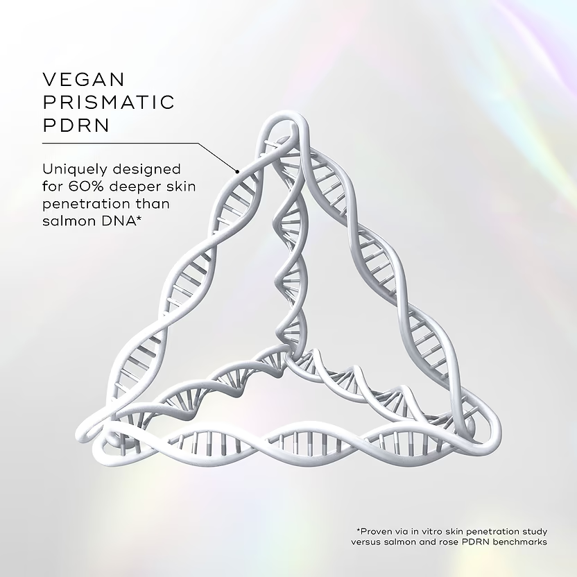 Vegan Prismatic PDRN engineered for 60% deeper skin penetration than salmon DNA